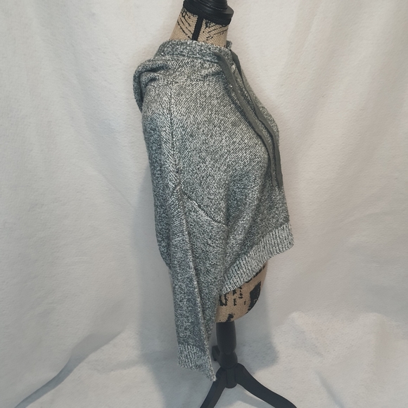 Ruby Moon Women's Extra Small Knit Hoodie Sweater XS Gray Drawstring Acrylic - Picture 4 of 8